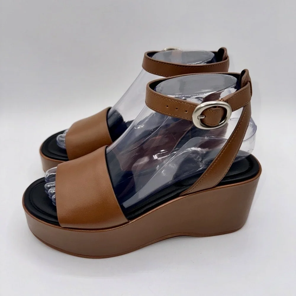 Vince. Phillipa Sandals Women's Size 6.5 EU 36.5 Sequoia Brown Leather‎